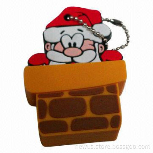 USB Flash Drive with Merry Christmas Santa Claus Shape, Made of Soft PVC